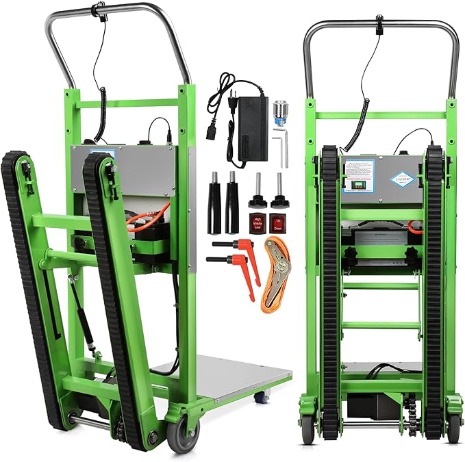 1250W Electric Stair Climbing Dolly - 900lbs Capacity, 3-Mode Folding Hand Truck W/Telescopic Handle, Non-Slip Wheels for Moving Furniture, Appliances (Green)