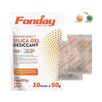 50g x 10 packs Fonday Rechargeable Silica Gel Desiccant Packets Food Grade Fast Reactivate Desiccant Bags Moisture Indicating Orange to Green