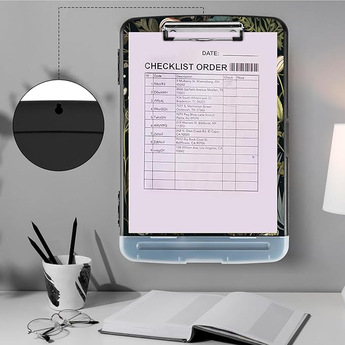 Clipboard with Storage,Storage Clipboard with Pen Holder,Heavy Duty Plastic Storage Clipboard with Low Profile Clip, Clipboard Folder, Teacher Must Haves, Office Supplies,Butterfly Florals