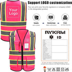 AYKRM 11 color High Vis Reflective Safety Vest for Women Men Security Pocket Zipper