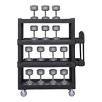 New Rubbermaid Commercial Products 4-Shelf Utility/Service Quad Cart, Heavy Duty Large, Lipped Shelf, Ergonomic Handle, 700 lbs. Capacity, for Warehouse/Garage/Cleaning/Manufacturing (2128657) Black