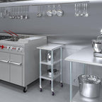 AmGood Stainless Steel Work Table with 2 Shelves and Casters | Metal Utility Table On Wheels (Stainless Steel Work Table with 2 Shelves + Casters, 15" Long x 24" Deep)