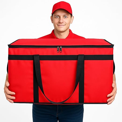 Bodaon Large 10-Pack Insulated Food Delivery Bag With Hard Bottom, XXXL Catering/Pizza Cooler Bags, Rideshare Delivery Bag, Thermal Cold/Hot Styrofoam Carrier for Travel/Shopping/Car