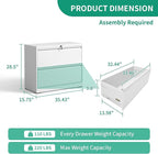 2 Drawer Lateral File Cabinets Office Metal Filing Cabinet Steel Storage Cabinet with Lock Wide Horizontal Filing Cabinets for Hanging Files Legal/Letter/A4 Size Assembly Required