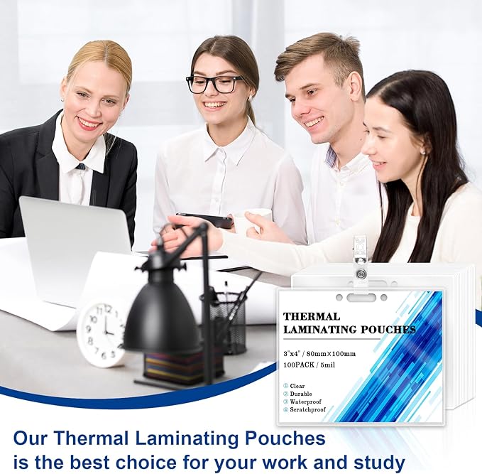 500 Pack 5mil 2.25“x3.75" Thermal Laminating Pouches Badge Laminate Pouches Clear Laminated Luggage Tags Printable Laminator Pouches for Business Permits Cards (100, 3"x4"-5mil)