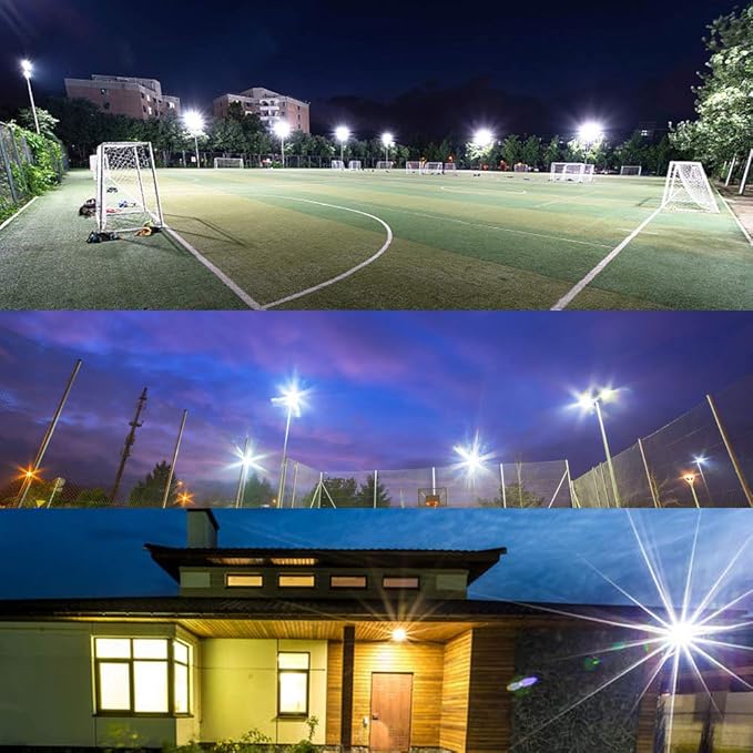 LED Flood Lights 60W 3 Pack, 6000lm Super Bright Floodlight IP66 Waterproof Outdoor Security Work Light with Plug, 6000K Daylight White Light for Garden Backyard Playground Yard Garage