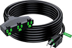 Maximm 10/3 Extension Cord 30 Feet, 10AWG Black, ETL Listed, 3 Prong Plug 3-Outlet SJTW Heavy Duty Indoor, Weather Resistant - Power Cord for Garden, Lawn, Appliances, 30ft