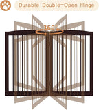 Freestanding Pet Gate for Dogs, Foldable Wooden Dog Gate for House Indoor, Tall Pet Fence for Stair, Doorway,Hall, Support Feet Included, 3 Panels 32",Brown