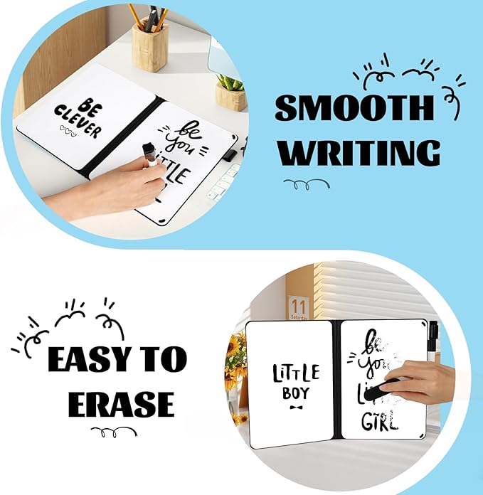 A5 Portable White Board Dry Erase, 8.4 x 6 inch Double Sided Folding Whiteboards with 2 Pens, Small Dry Erase Board Notebook for Study, Doodling, Meeting, Planning