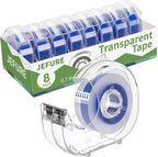 8 Pcs Transparent Tape with Dispenser, 0.7 x 1000 in Blue Core Clear Tape Rolls Bulk, Office Tape Refills for Desk, Craft, and Gift Wrapping