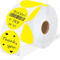 4 Inch Large Yellow Circle Thermal Labels, Self-Adhesive Round Inventory Stickers, Multi-Purpose Round Roll Thermal Printing Stickers for Business and Domestic Use-300 Labels/Roll