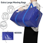 Moving Bags Heavy Duty Extra Large, Moving Boxes, Moving Supplies Essentials, Blue Storage Bins with Lids, Plastic Packing Totes, Storage Bags for Clothes with Handles & Zippers(Blue, 8 Pack)