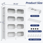 200 Gallon Extra Large Storage Bin with Lid and Wheels, Stackable Collapsible Plastic Storage Box with Door, Foldable Organizer for Closet, Kitchen, Office, Living Room, 4 Pack White