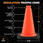 Xpose Safety 12 Inch Orange Traffic Cones, 24-Pack - Multipurpose PVC Plastic Safety Cone for Parking, Soccer, Caution, Kids and Construction - DOT Approved