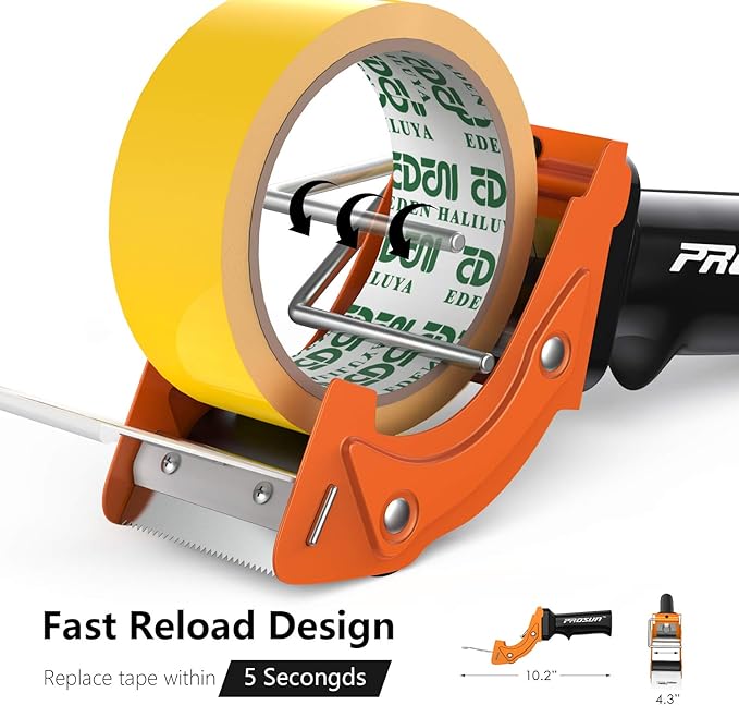 Fast Reload 2 Inch Tape Gun Dispenser Packing Packaging Sealing Cutter Orange