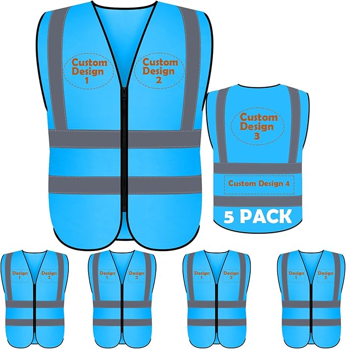 BeautyWill Custom Safety Vest Customized Logo Class 2 High Visibility Reflective Vest with Pockets Construction workwear