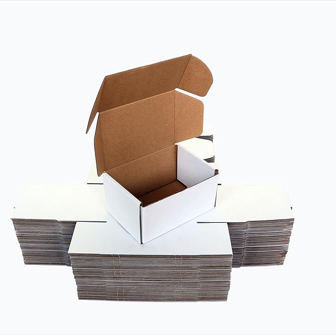 Shipping Boxes Corrugated Cardboard Mailer Boxes Literature Mailer for Packaging Small Business Craft Gifts Giving Products (White, 6x4x3)