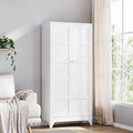 Yizosh Metal Storage Cabinet with 2 Doors and 4 Adjustable Shelves,- 71" White Kitchen Pantry Storage Cabinet for Kitchen,Dining Room,Living Room