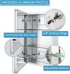 Fundin Aluminum Bathroom Medicine Cabinet with Framless Double Sided Mirror Door15 Inch x 24 Inch Recess or Surface Mount, Silver