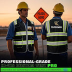 BeautyWill Custom Logo 10 Pockets Safety Vest Class2 ANSI Certified High Visibility Reflective Vest