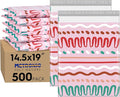 Metronic Poly Mailers 14.5x19 Inch 500pc Shipping Bags for Clothes,Self Adhesive Shipping Envelopes for Small Business,Waterproof Mailers Poly Bags for Shipping,Packaging Mailing Bags Pink Squiggles