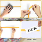 50 Pcs Shelf Label Strips, Self Adhesive Shelf Label Holder, 1.5''H x 48''L with 50 White Labels Sheets Price Tag Holder Clear Plastic Shelves Clip for Supermarket Gondola Shelving (Clear)