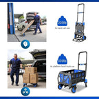 2 in 1 Hand Truck Dolly Foldable, 330LB Folding Hand Truck Heavy Duty Carrying, Folding Hand Cart with Retractable Handle Dolly Cart for Moving