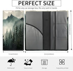Premium Car Registration and Insurance Card Holder, Cute PU Leather Car Document Holder, Vehicle Glove Box Car Organizer with Magnetic Closure for Driver License, Cards Forest Green Mountains