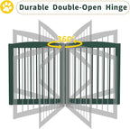 Freestanding Pet Gate for Dogs, Foldable Wooden Dog Gate for House, Stairs, Doorways, Step Over Pet Puppy Safety Fence,Support Feet Included,24" Height 2 Panels, Green