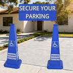 BESEA Reserved Parking Cone 6 Pack, 28" No Parking Sign Cone with Weighted Base, Blue 4-Sided “ Reserved Parking” Warning Cone for Driveways Business Parking Lots Garages Indoor/Outdoor