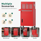 Greenvelly Tool Chest, 5-Drawer Rolling Tool Chest with Hooks and Lockable Wheels,Metal Storage Detachable Top Tool Box with Lockable Wheels for Garage,Workshop,Art Studio(Red)