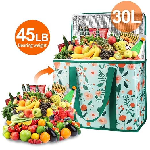 Bodaon 4-Pack Cooler Insulated Food Delivery Bag, X-Large Bags for Grocery/Catering/Shopping, Rideshare Delivery Bag, Thermal Hot Pizza, Large Cold and Frozen, XL Tote, Flower