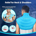 Comfytemp Large Ice Pack for Neck Shoulders Upper Back Pain Relief with Straps, HSA Eligible FSA Wearable Reusable Gel Ice Wrap with Cold Compression Therapy Recovery for Upper Back, Cervical (L)
