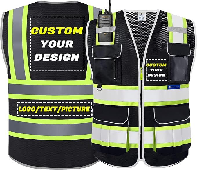 BeautyWill Custom Logo Safety Vest Class2 High Visibility Reflective Vest Breathable Construction Vest