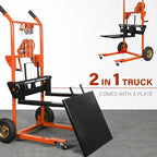 Material Lift Winch Stacker, 440 lbs Capacity Table Cart, 35.4" Lifting Height Manual Forklift Stacker, Pallet Jack Truck Dolly with Swivel Casters and Lift Plate (Orange)