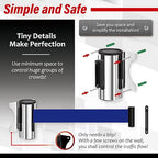 DuraSteel Wall Mount Crowd Control Retractable Belt Barrier - 9.2 Ft Blue Retractables Barrier Belt w/Stainless Steel Casing - Do Not Enter Crowd Control Barriers NOT Stanchions with Retractable Belts