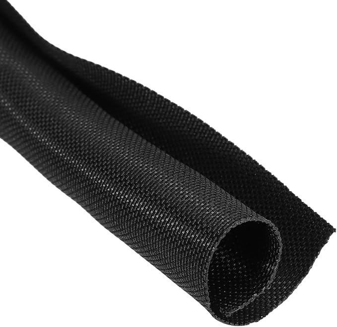 MECCANIXITY 4/5 Inch ID Split Loom Tubing 19.5ft Polyester Cord Protector Wire Cable Sleeve for USB Cable Power Cord, Black