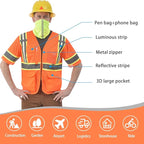 AYKRM 11 color High Vis Reflective Safety Vest for Women Men Security Pocket Zipper