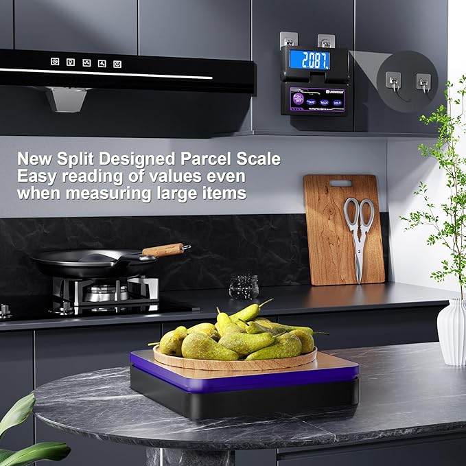 Digital Wireless Shipping Postal Scale 110lbs/0.1oz Accurate,Foldable LCD,Package Scale with Stainless Steel/5 Units/Tare/Hold Function,Postage Scale for Packages,Mail Scale,Black+Purple