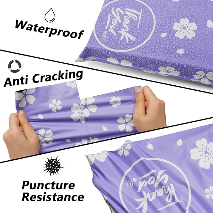 Poly Mailers 10x13 Inch 25 Pcs - Cherry printed Shipping Bags, 2.4mil Thickness, Waterproof and Tear Resistant Mailing Envelopes, Self-Sealing Packaging Bags for Small Business