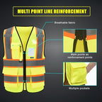 AYKRM 11 color High Vis Reflective Safety Vest for Women Men Security Pocket Zipper