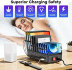 USB~C Charger Block, 300W 22 Port (11 USΒ A & 11 USΒ~C) USB Charging Station for Multiple Devices, Desktop Wall Fast Charger with Storage Dividers, USΒ Power Strip Suitable for Home Office School