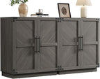 SICOTAS Sideboard Buffet Cabinet with Storage - Modern Farmhouse Credenza with Doors and Adjustable Shelves Fluted Kitchen Buffet Storage Cabinets Coffee Bar Cabinet