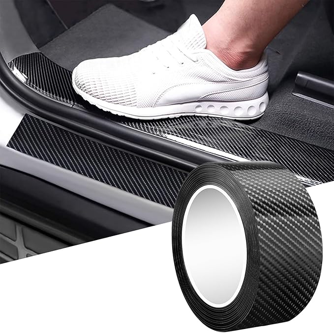 DGSL Car Door Edge Guards Door Sill Protector, 0.8In x 19.7Ft 5D Carbon Fiber Car Wrap Film, Vinyl Automotive Wrap Film Anti-Collision Fits for Most Car (Black)