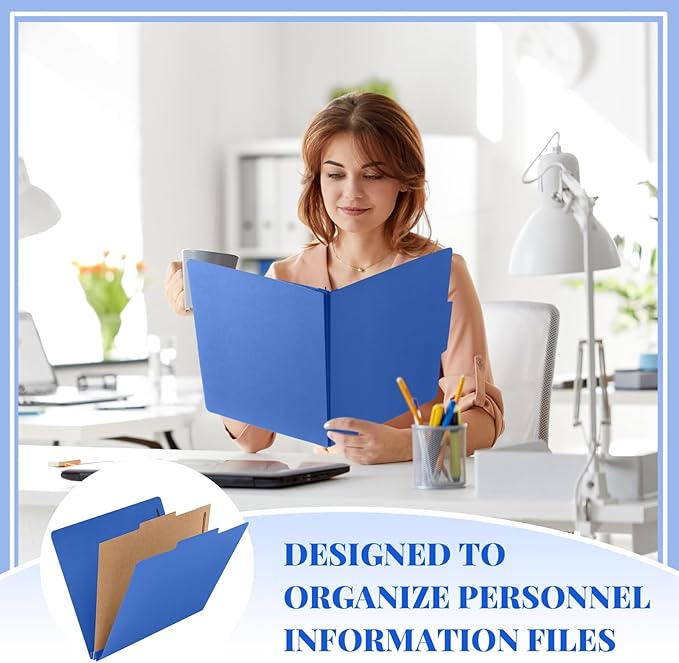 Skyygemm 12 Pack Classification Folders Letter Size Bulk with Divider and 2" Expansion, Pressboard Folder with 2 Prong Fasteners for Teachers, Clergy, Office, Church, Christmas Donations(Dark Blue)