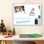 MaxGear Double-Sided Dry Erase Board for Wall, 16"x12" Hanging Whiteboard, Small Dry Erase White Board kit, Portable Whiteboard for Planning, Drawing, Memo, to Do List, Macaron Frame