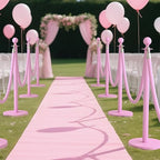 kaiyomi 4Pcs Stanchions with Pink Velvet Ropes Set, 5 Feet Velvet Ropes and Posts Poles for Red Carpet Party Decoration and 360° Photo Booth (Pink)