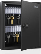 Uniclife 60 Position Slotted Key Cabinet with Combination Lock Resettable Black Digital Security Storage Box Steel Key Organizer with Slotted Racks White Key Tag Labels and Permanent Pen
