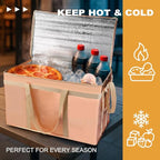 XXXL Insulated Food Delivery Bag - Reusable Thermal Cooler Grocery Bags for Catering & Delivery, Pizza Carrier for Events, Large Capacity Bag Keeps Food Hot/Cold for Shopping, Commercial (Gold, 1PK)