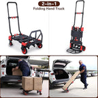 2-in-1Hand Truck Dolly Foldable with Folding Basket,330LBS Capacity Handtruck,Hand Truck Foldable Dolly with 4 Wheels,Dolly Cart with Retractable Handle,Folding Hand Cart for Moving